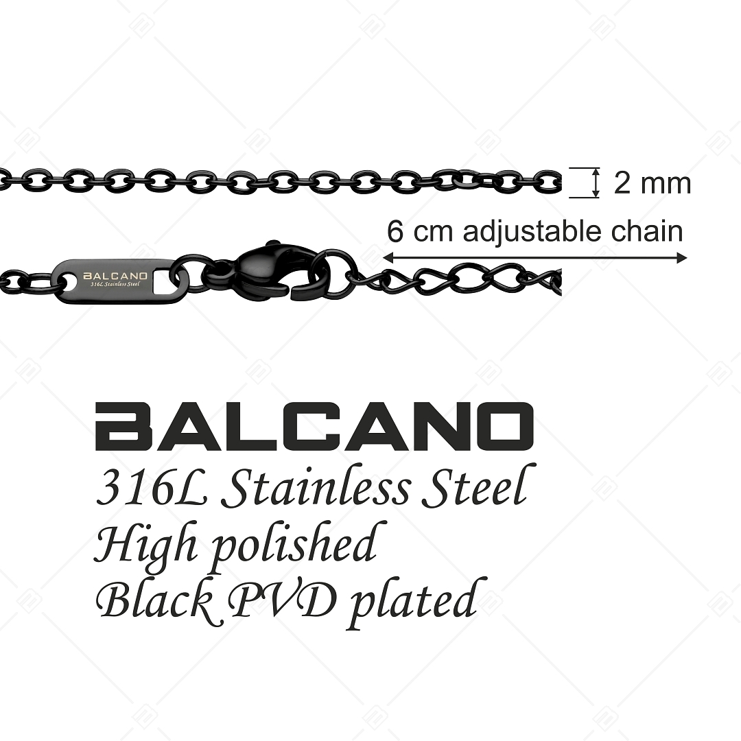 BALCANO - Flat Cable / Nemesacél lapított szemes anker bokalánc fekete PVD bevonattal - 2 mm (751253BC11)