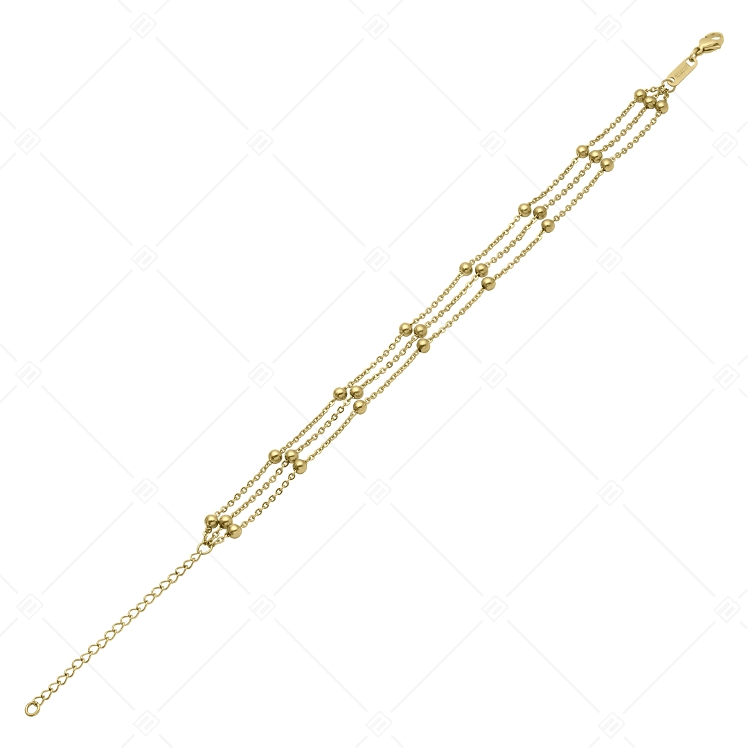 BALCANO - Beaded flattened cable chain / Bogyós lapított többsoros anker bokalánc 18 K arany bevonattal (751259BC88)