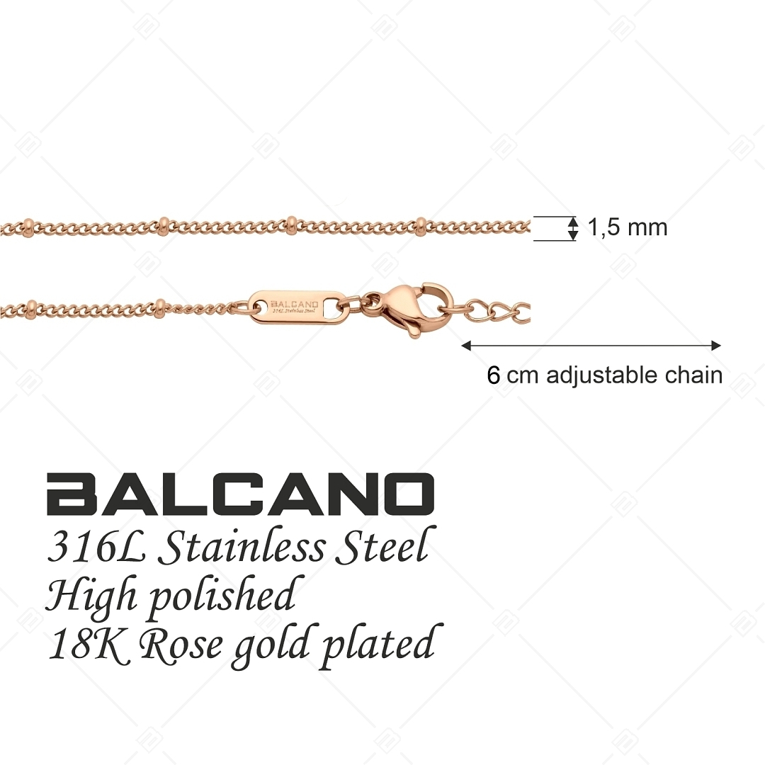 BALCANO - Saturn / Nemesacél bogyós pancer bokalánc 18K rozé arany bevonattal - 1,5 mm (751262BC96)