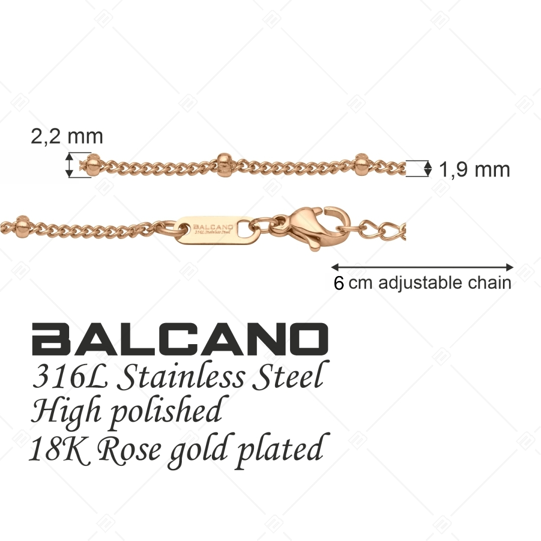 BALCANO - Saturn / Nemesacél bogyós pancer bokalánc 18K rozé arany bevonattal - 2 mm (751263BC96)