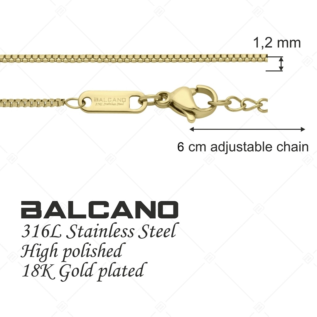 BALCANO - Venetian / Nemesacél Velencei kocka típusú bokalánc 18K arany bevonattal - 1,2 mm (751291BC88)