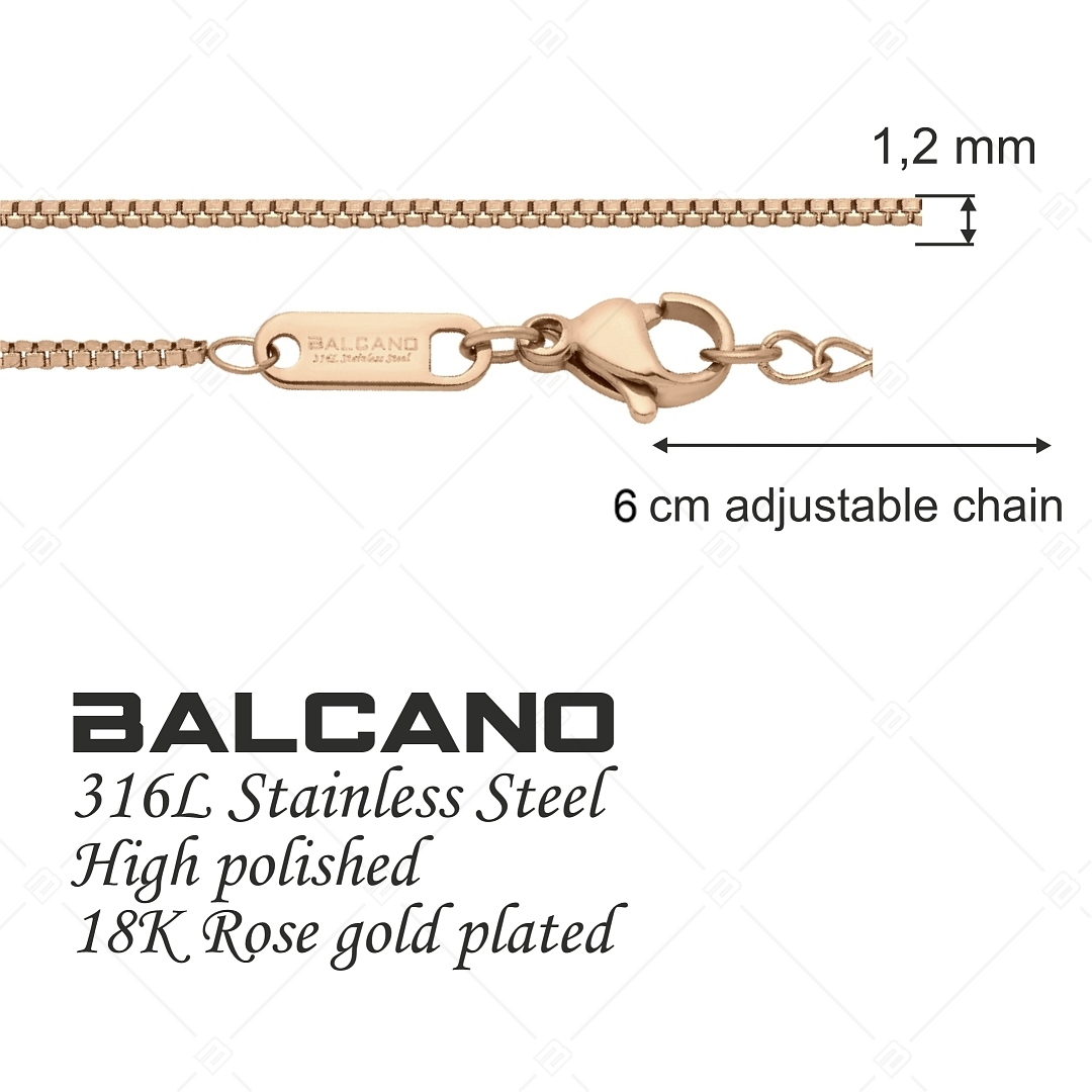 BALCANO - Venetian / Nemesacél velencei kocka bokalánc 18K rozé arany bevonattal - 1,2 mm (751291BC96)