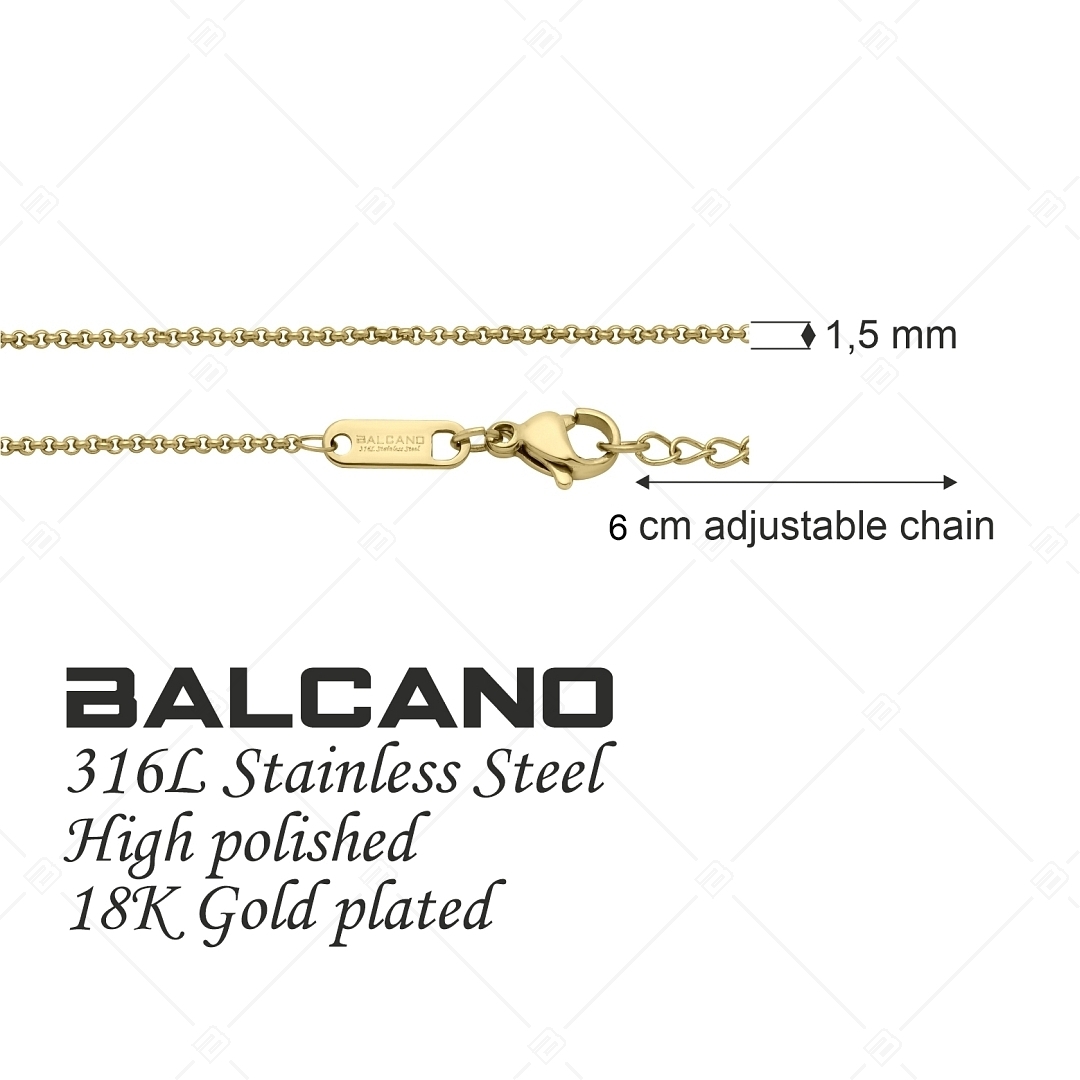 BALCANO - Belcher / Nemesacél roló lánc típusú bokalánc 18K arany bevonattal - 1,5 mm (751302BC88)