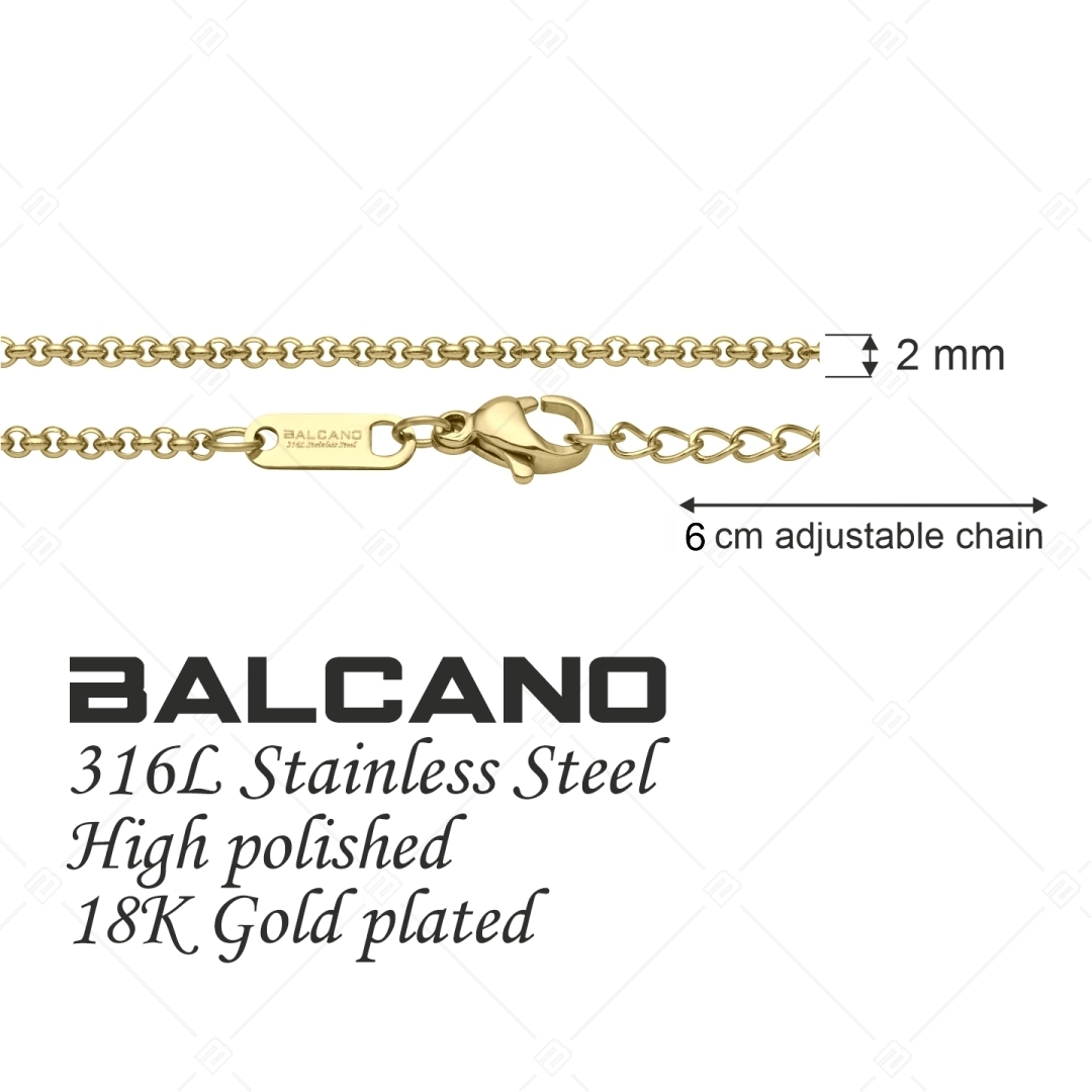 BALCANO - Belcher / Nemesacél roló lánc típusú bokalánc 18K arany bevonattal - 2 mm (751303BC88)