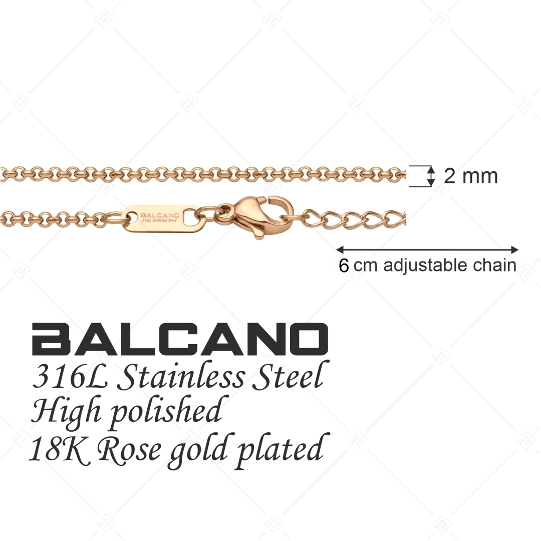 BALCANO - Belcher / Nemesacél roló lánc típusú bokalánc 18K rozé arany bevonattal - 2 mm (751303BC96)
