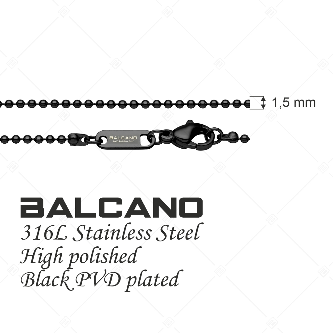 BALCANO - Ball Chain / Nemesacél bogyós bokalánc fekete PVD  bevonattal - 1,5 mm (751312BC11)