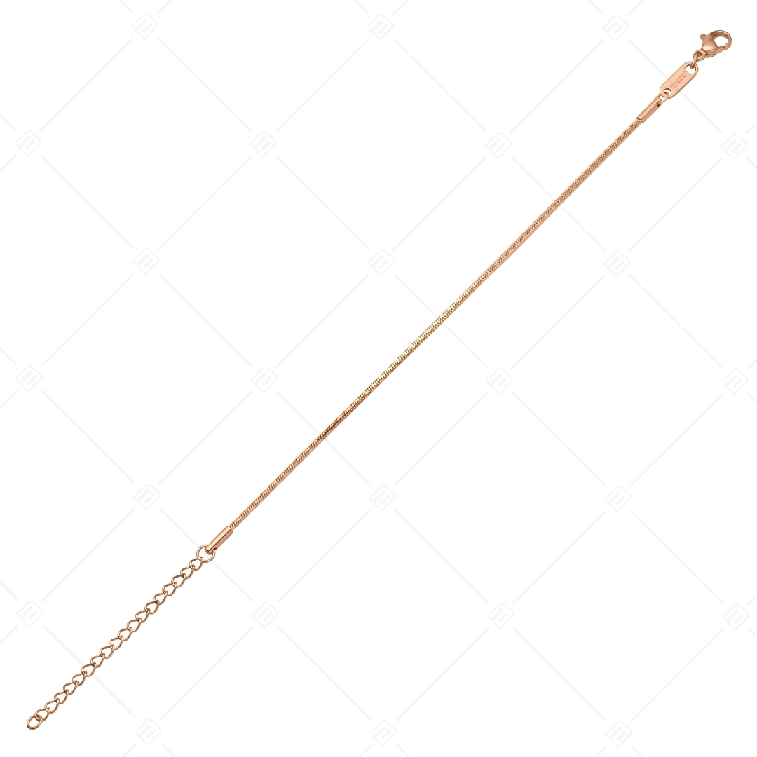 BALCANO - Square Snake / Nemesacél szögletes kígyólánc típusú bokalánc 18K rozé arany bevonattal- 1,2 mm (751341BC96)