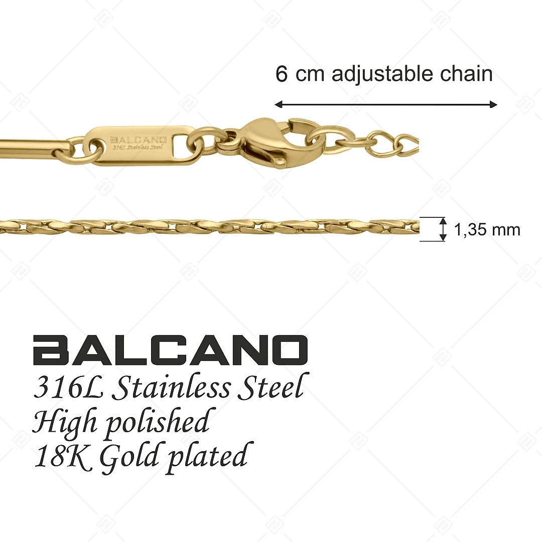 BALCANO - Twisted Cobra / Nemesacél csavart kobra lánc típusú bokalánc, 18K arany bevonattal - 1,35 mm (751361BC88)