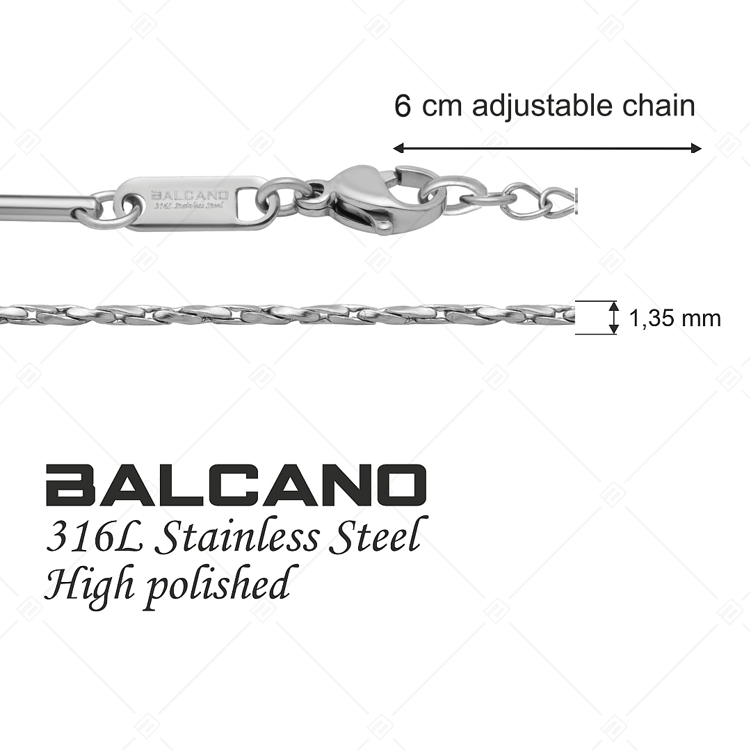 BALCANO - Twisted Cobra / Nemesacél csavart kobra lánc típusú bokalánc magasfényű polírozással - 1,35 mm (751361BC97)