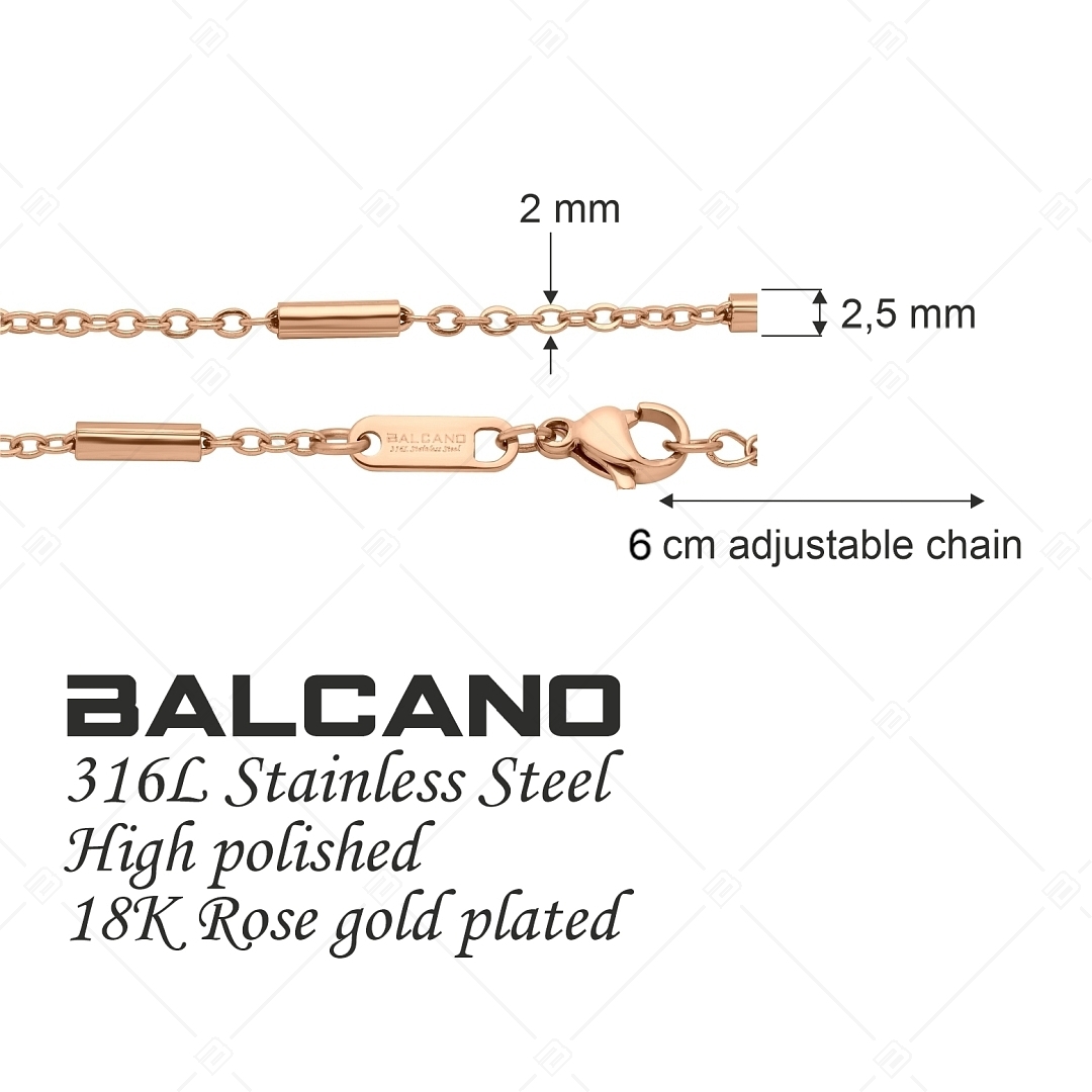 BALCANO - Bar & Link / Nemesacél pálcás szemű bokalánc 18K rozé arany bevonattal - 2 / 2,5 mm (751394BC96)