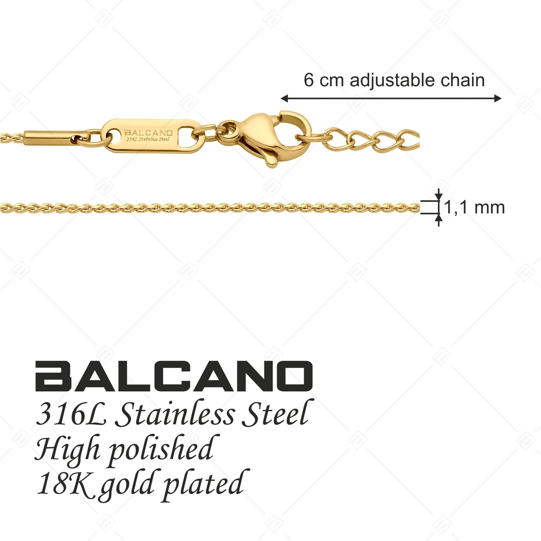 BALCANO - Spiga / Nemesacél fűzött lánc típusú bokalánc 18K arany bevonattal - 1,1 mm (751400BC88)