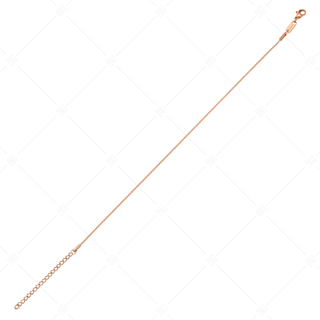 BALCANO - Spiga / Nemesacél fűzött lánc típusú bokalánc  18K rozé arany bevonattal - 1,1 mm (751400BC96)