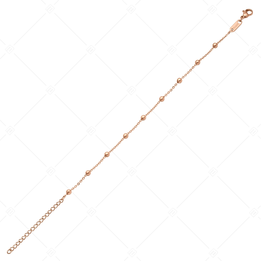 BALCANO - Beaded Cable / Nemesacél bogyós anker  bokalánc 18K rozé arany bevonattal - 1,5 mm (751452BC96)