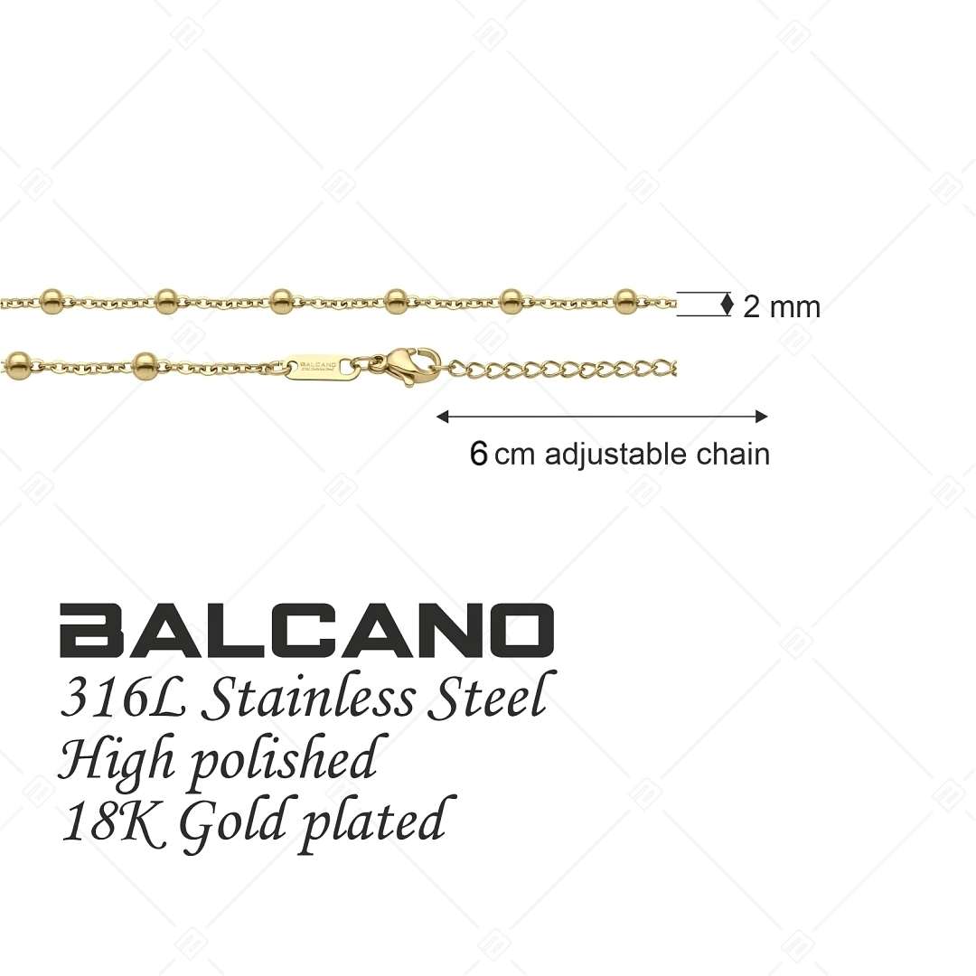BALCANO - Beaded Cable Chain / Bogyós anker bokalánc 18 K arany bevonattal - 2 mm (751453BC88)