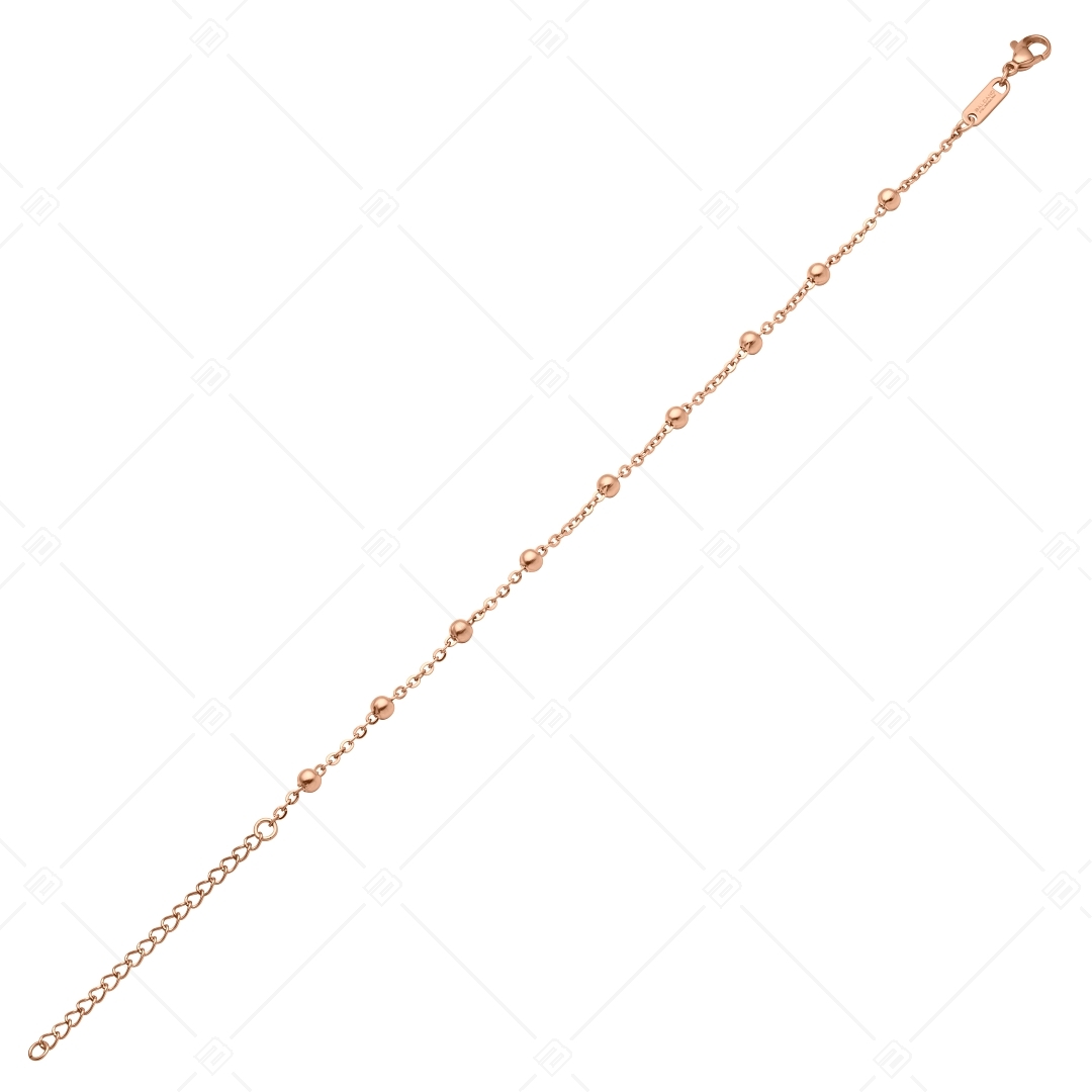 BALCANO - Beaded Cable / Nemesacél bogyós anker bokalánc 18K rozé arany bevonattal - 2 mm (751453BC96)