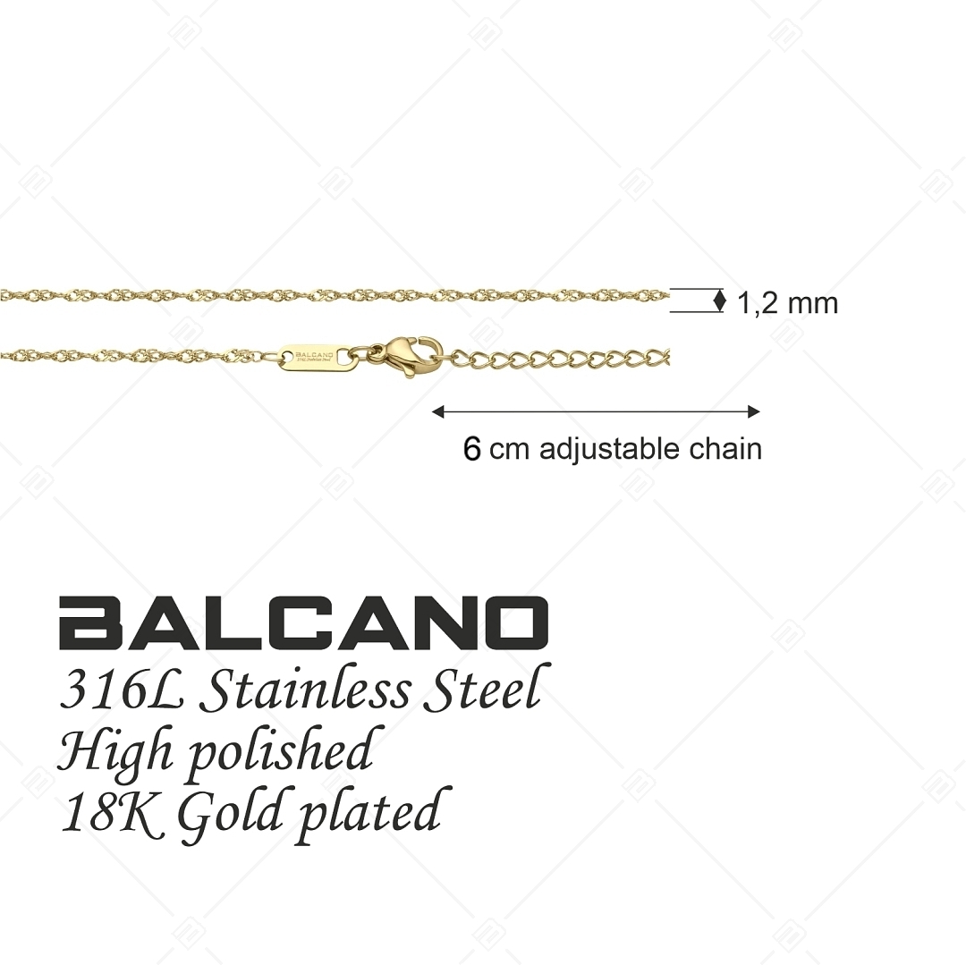 BALCANO - Singapore / Nemesacél szingapúri lánc típusú bokalánc 18K arany bevonattal - 1,2 mm (751461BC88)