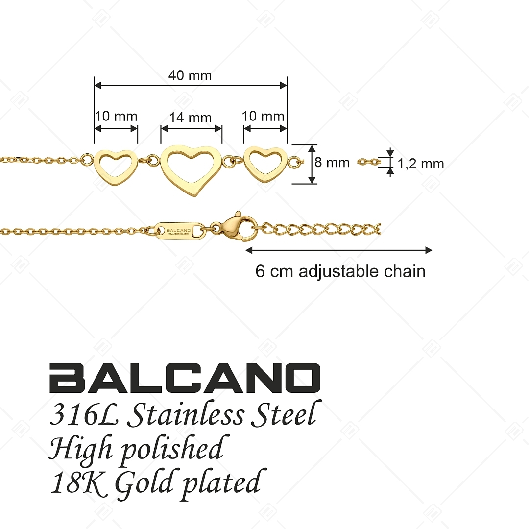 BALCANO - Cuore / Nemesacél anker bokalánc, 18K arany bevonattal (751500BC88)