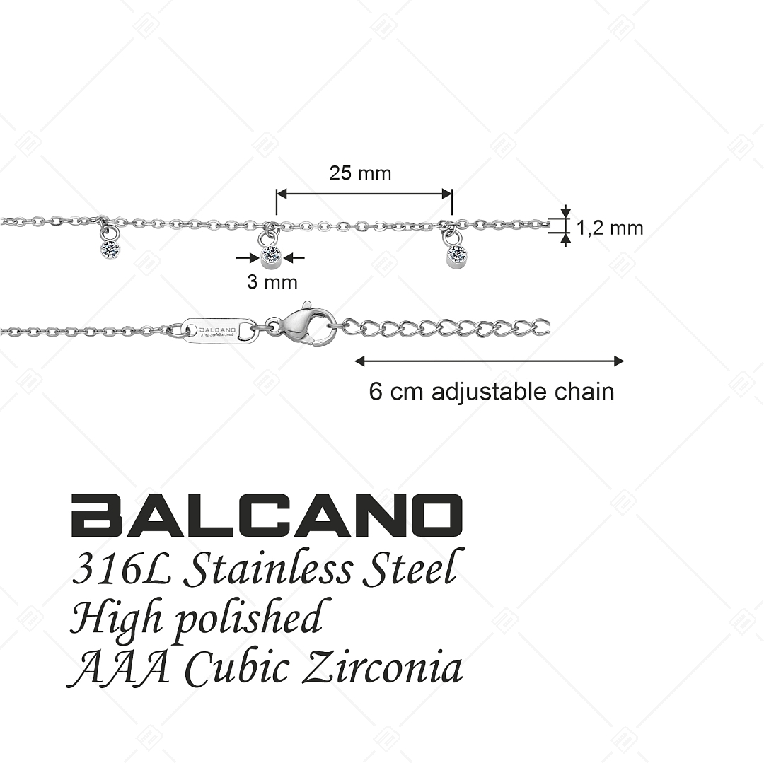 BALCANO - Dolce / Cirkónia drágaköves nemesacél anker bokalánc, magasfényű polírozással (751501BC97)