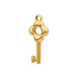 BALCANO - Virágos kulcs alakú charm, 18 K arany bevonattal