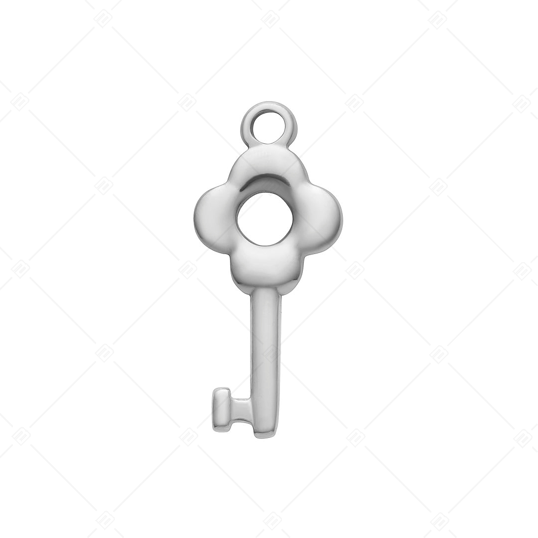 BALCANO - Nemesacél virágos kulcs alakú charm, magasfényű polírozással (851013CH97)
