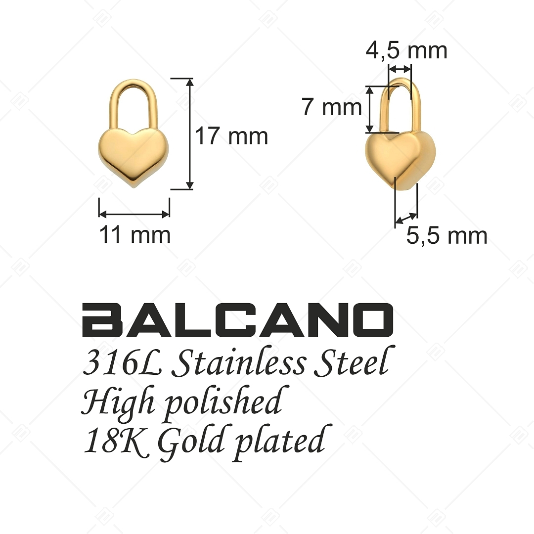 BALCANO - Nemesacél szív alakú lakat charm, 18K arany bevonattal (851015CH88)