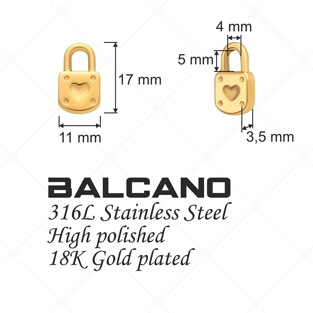 BALCANO - Nemesacél lakat alakú charm, 18K arany bevonattal (851016CH88)