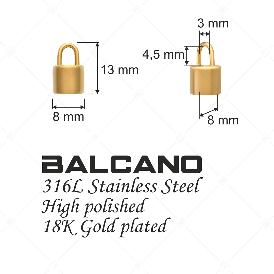 BALCANO - Nemesacél lakat alakú charm, 18K arany bevonattal (851018CH88)