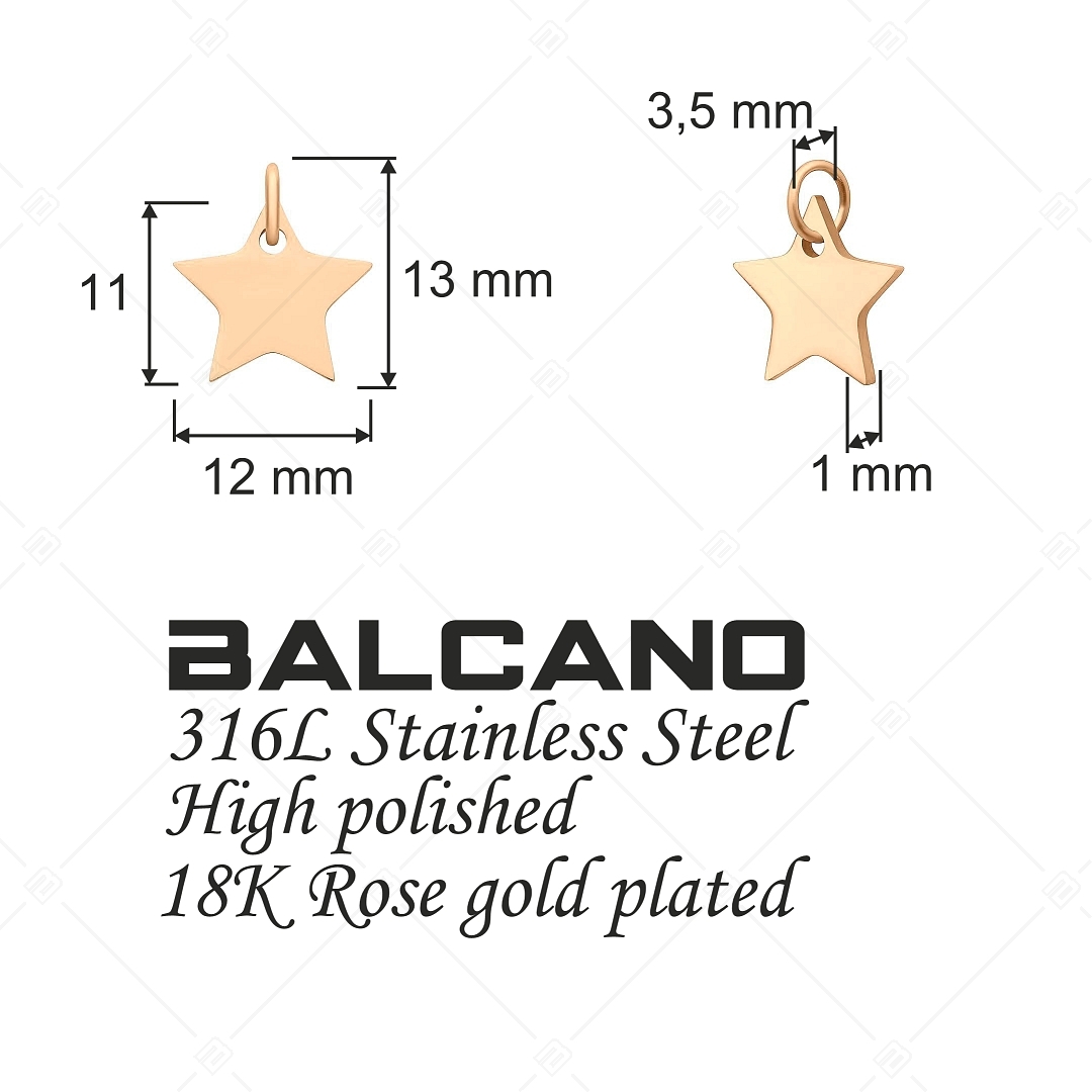 BALCANO - Nemesacél csillag alakú charm, 18K rozé arany bevonattal (851033CH96)