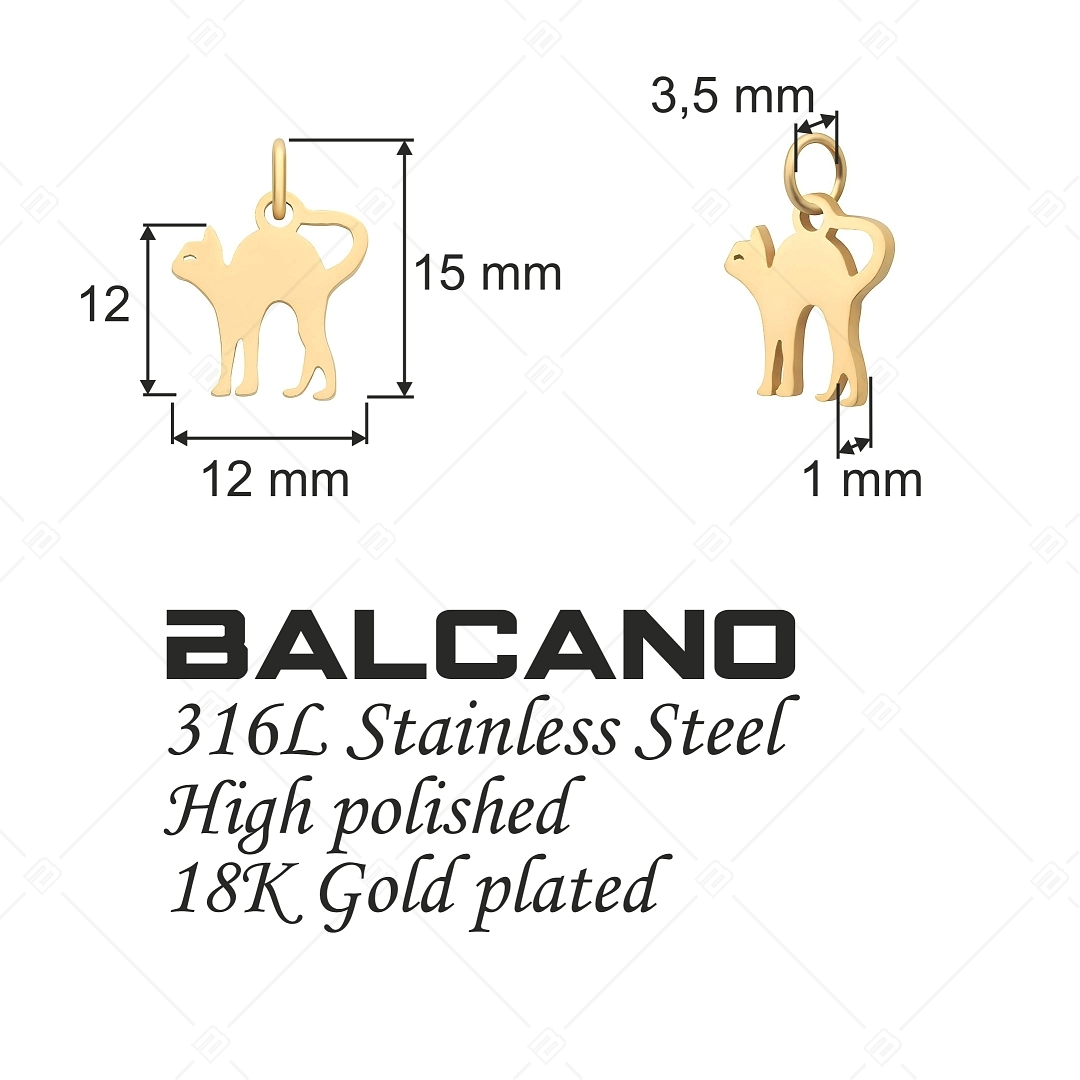 BALCANO - Nemesacél cica alakú charm, 18K arany bevonattal (851034CH88)