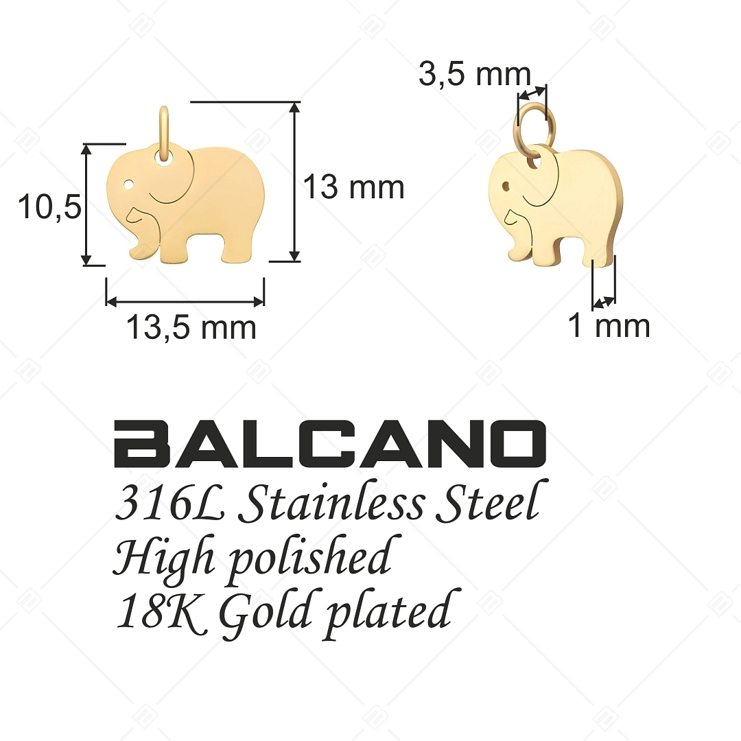BALCANO - Nemesacél elefánt alakú charm, 18K arany bevonattal (851035CH88)