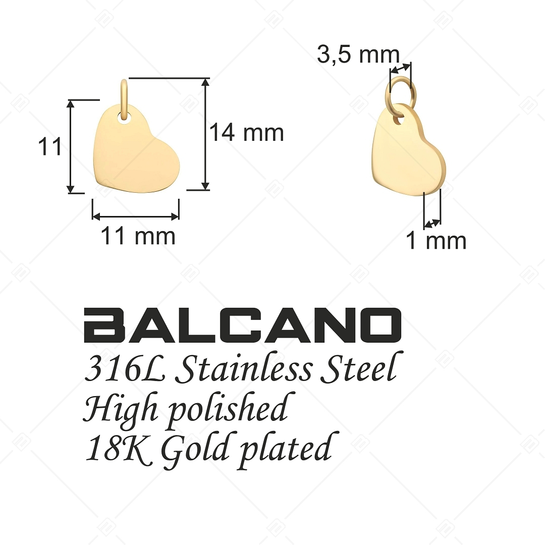 BALCANO - Nemesacél szív alakú charm, 18K arany bevonattal (851036CH88)