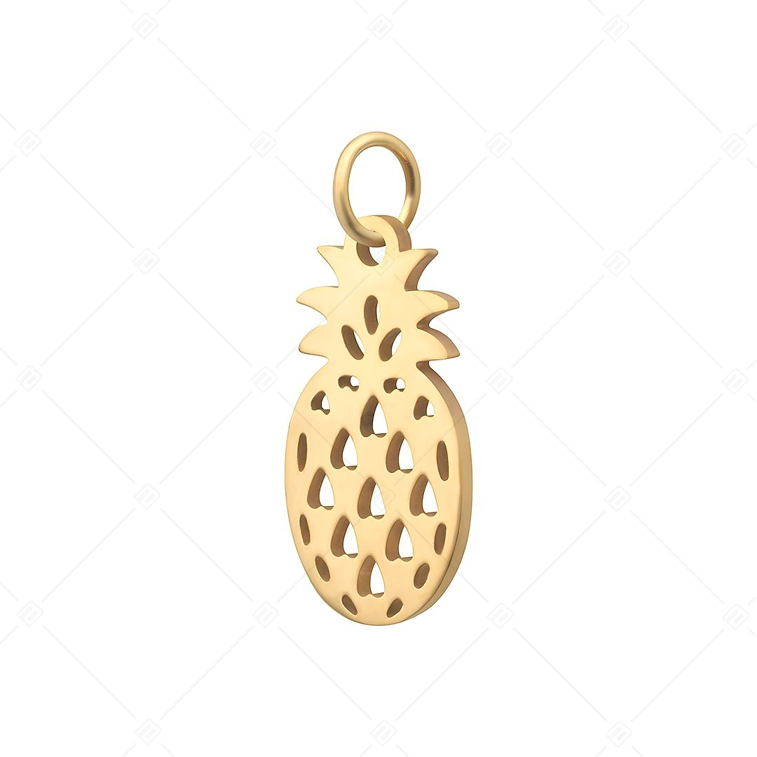 BALCANO - Nemesacél ananász alakú charm, 18K arany bevonattal