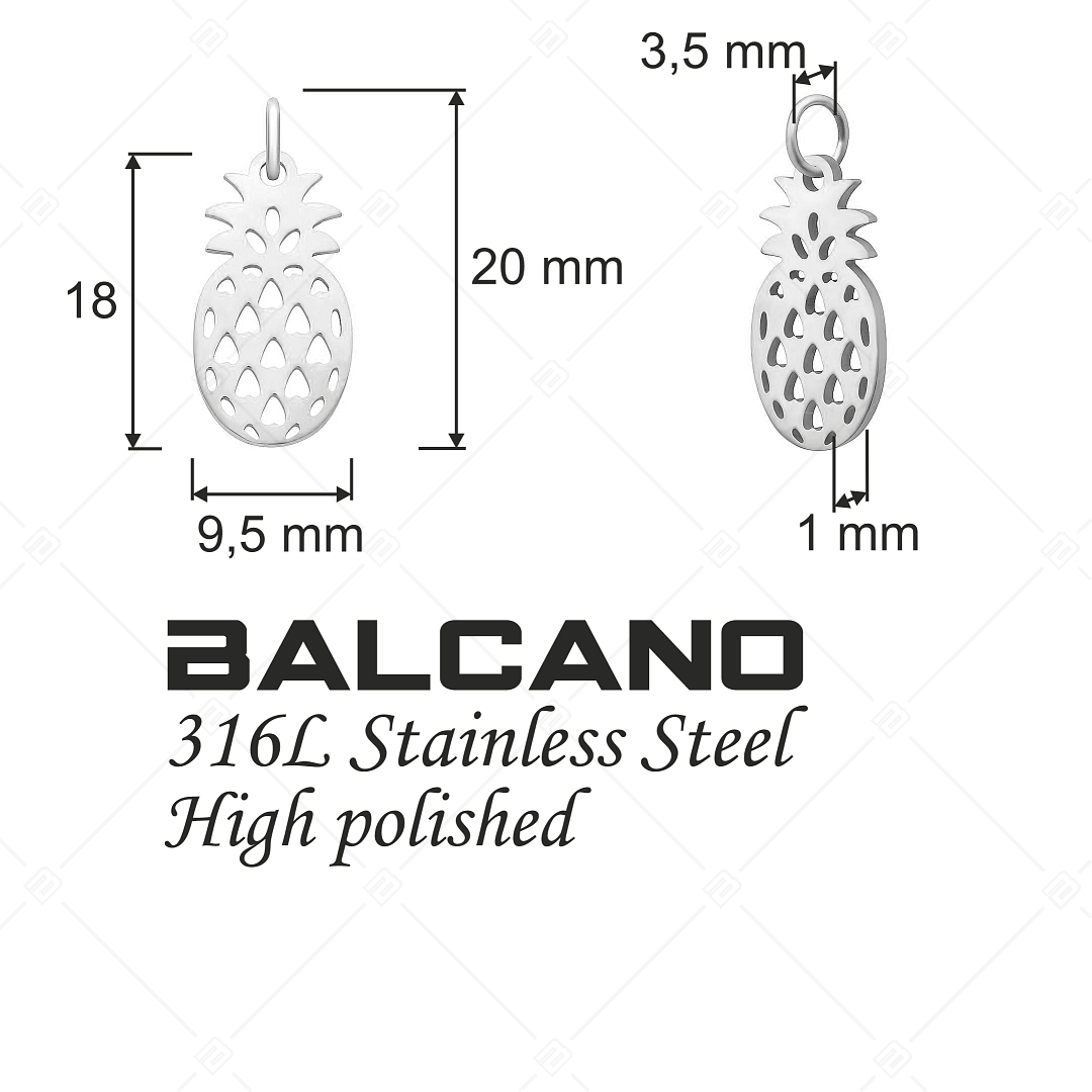 BALCANO - Nemesacél ananász alakú charm, magasfényű polírozással (851038CH97)