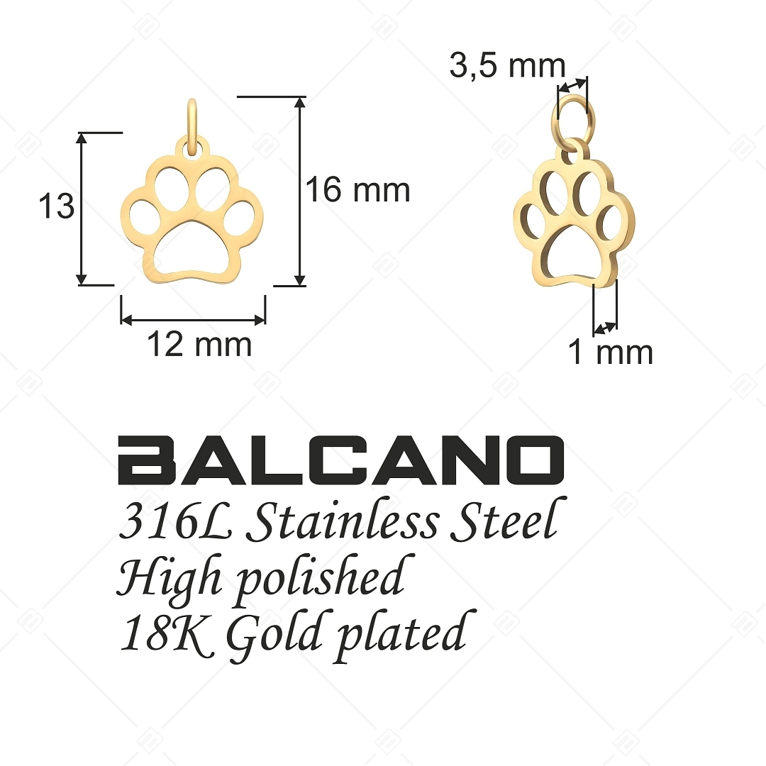BALCANO - Nemesacél mancs alakú charm, 18K arany bevonattal (851047CH88)
