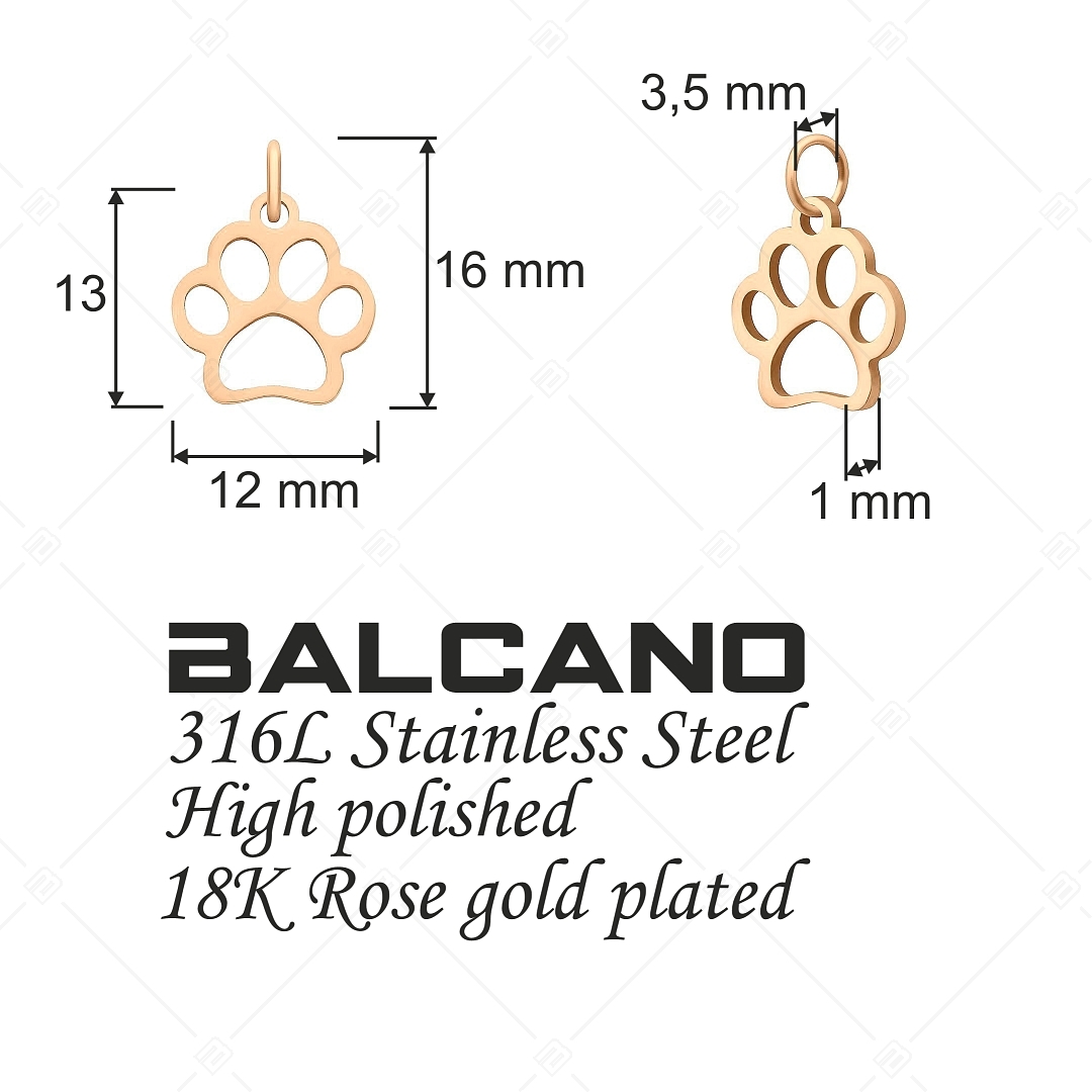 BALCANO - Nemesacél mancs alakú charm, 18K rozé arany bevonattal (851047CH96)
