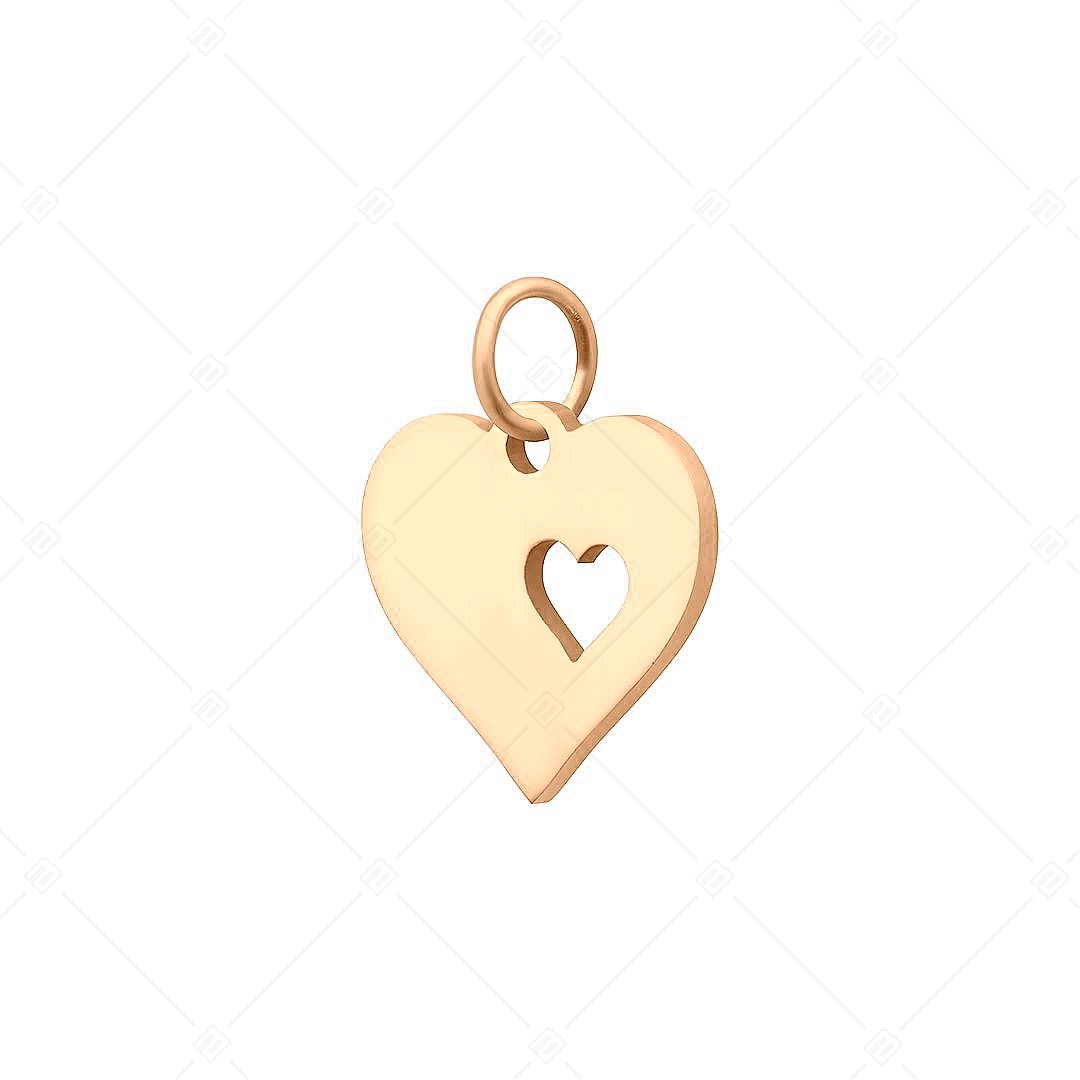 BALCANO - Nemesacél szív a szívben charm, 18K rozé arany bevonattal (851048CH96)