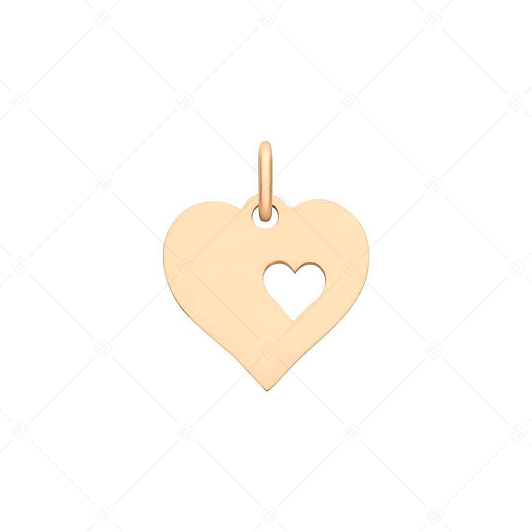 BALCANO - Nemesacél szív a szívben charm, 18K rozé arany bevonattal (851048CH96)