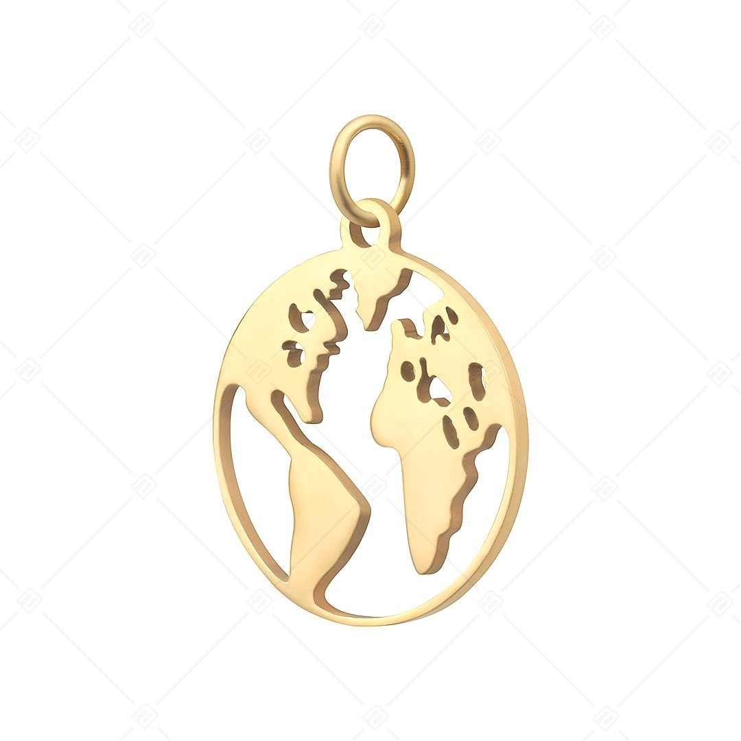 BALCANO - Nemesacél földgömb formájú charm, 18K arany bevonattal