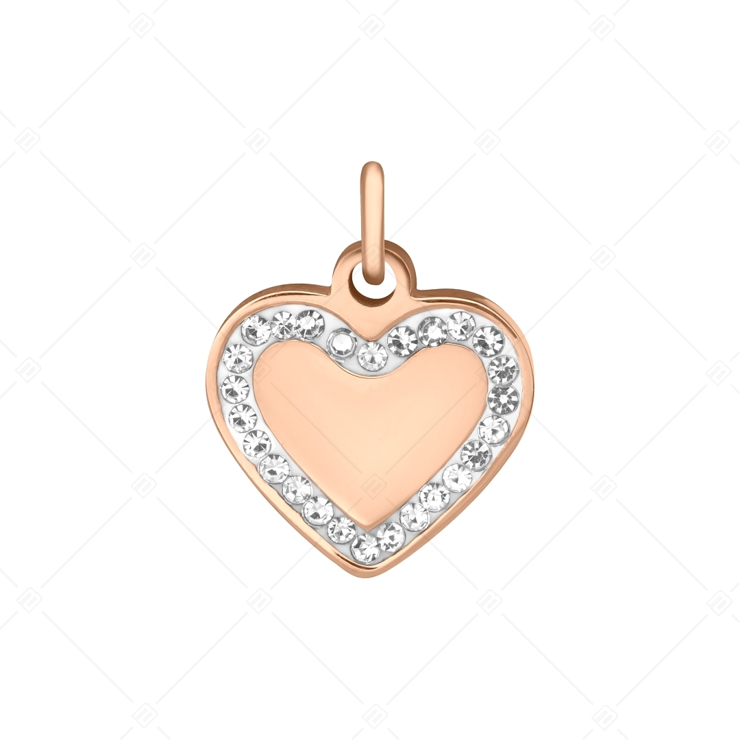 BALCANO - Nemesacél szív alakú charm kristályokkal, 18K rozé arany bevonattal (851053CH96)