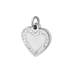 BALCANO - Nemesacél szív alakú charm kristályokkal, magasfényű polírozással