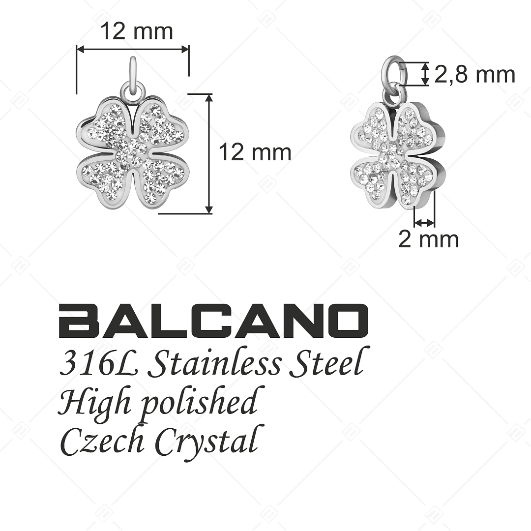 BALCANO -  Nemesacél lóhere alakú charm kristályokkal, magasfényű polírozással (851055CH97)