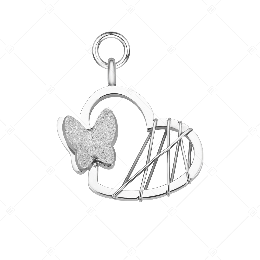 BALCANO - Papillon / Nemesacél pillangós szív alakú charm magasfényű polírozással (851060BC97)