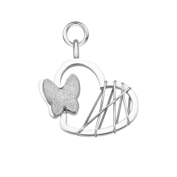 BALCANO - Papillon / Nemesacél pillangós szív alakú charm magasfényű polírozással