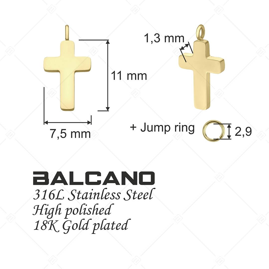 BALCANO - Piccolo Croce / Kereszt formájú nemesacél charm 18K arany bevonattal (851064BC88)