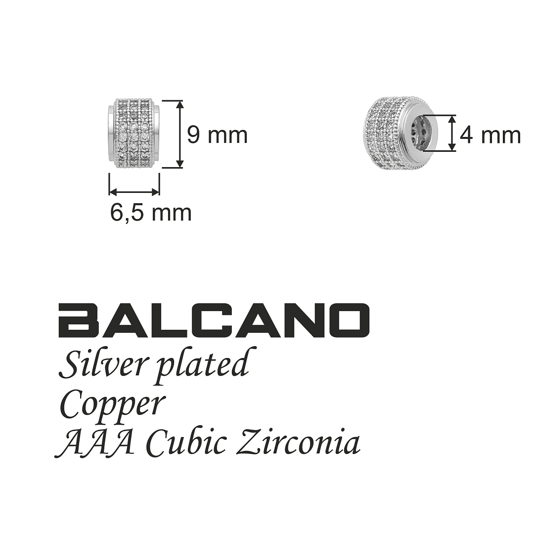 Vastag kerek spacer charm cirkónia drágakövekkel (852003CS97)