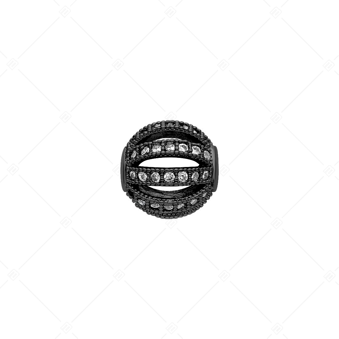 Gömb alakú spacer charm áttört mintával és cirkónia drágakövekkel