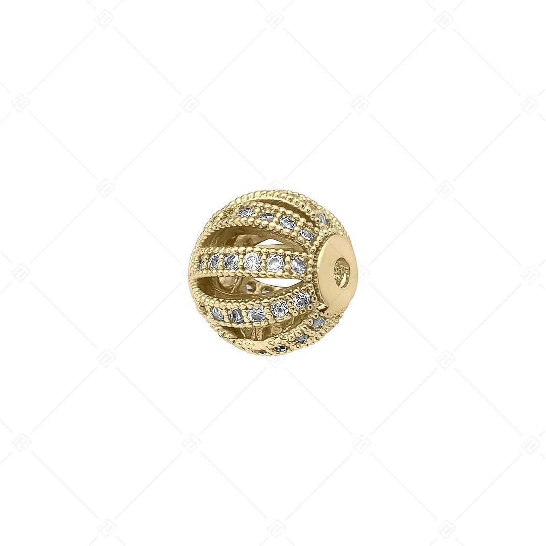 Gömb alakú spacer charm áttört mintával és cirkónia drágakövekkel (852006CS88)