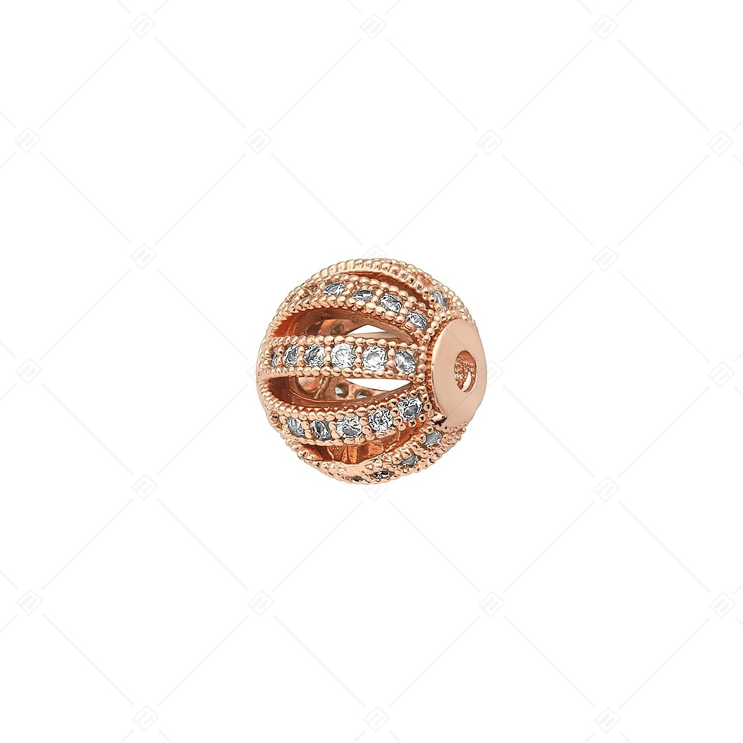 Gömb alakú spacer charm áttört mintával és cirkónia drágakövekkel (852006CS96)