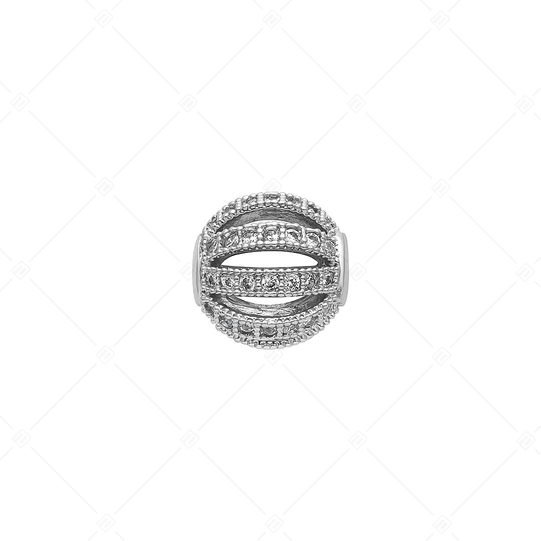 Gömb alakú spacer charm áttört mintával és cirkónia drágakövekkel (852006CS97)