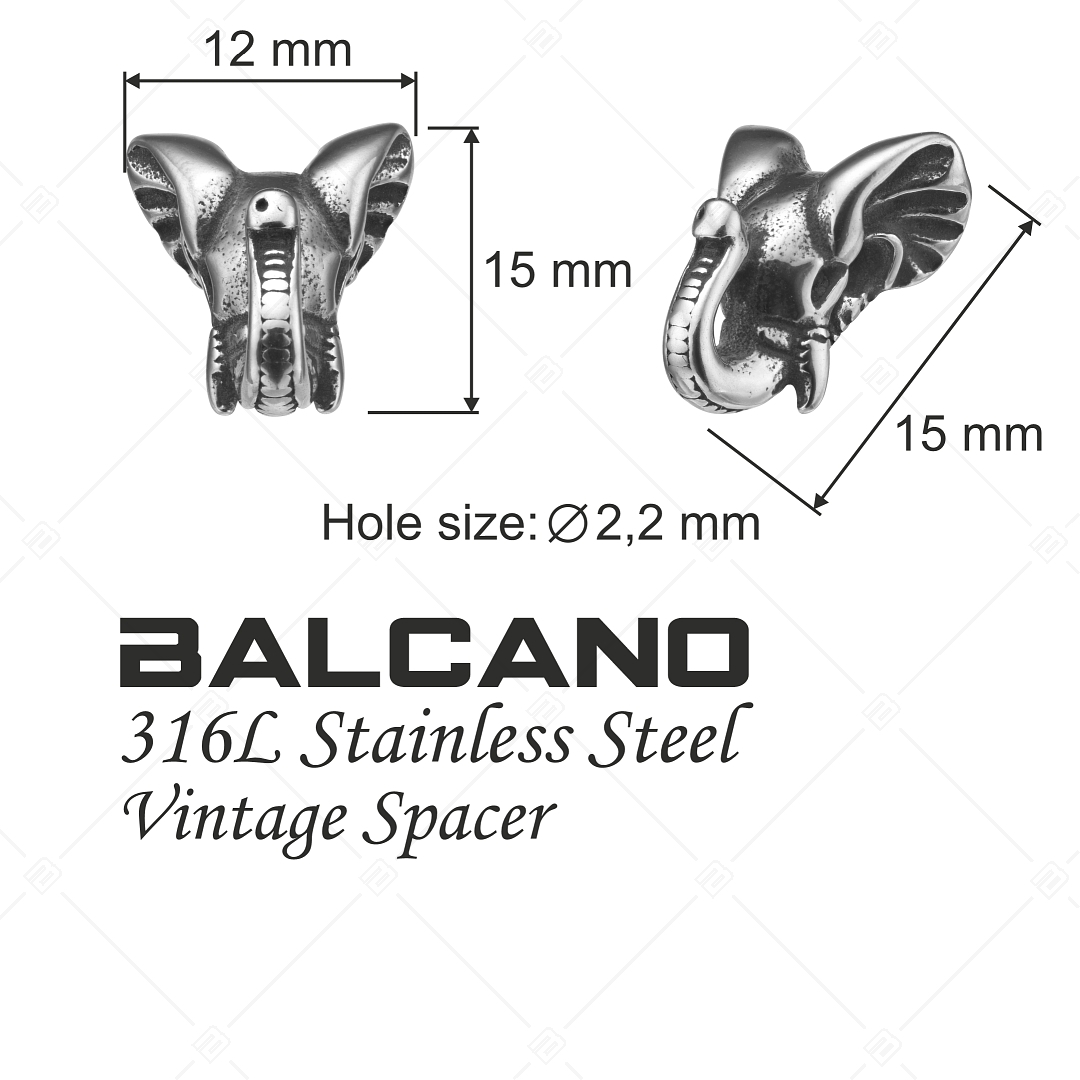 Elefánt alakú spacer charm antikolt felülettel (852019PS97)